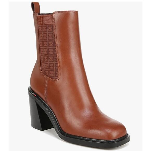 Sarto Franco Sarto Paula Brown Chelsea Ankle Boots Leather Fabric Size 8 NWOB - Picture 1 of 14